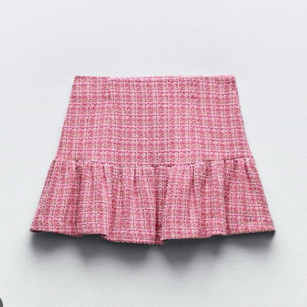 Zara Pink Tweed Mini Skort